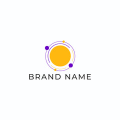 ILLUSTRATION CONNECTED CIRCLE ORANGE PURPLE COLOR. TECH LOGO ICON TEMPLATE SIMPLE DESIGN ELEMENT VECTOR