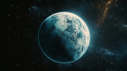 An image depicting a planet in outer space.