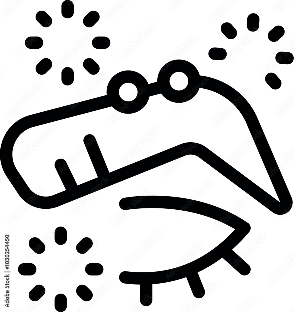 Poster simple vector icon of a boomerang flying in the air surrounded by exploding fireworks