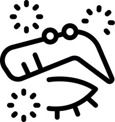 Simple vector icon of a boomerang flying in the air surrounded by exploding fireworks