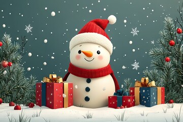 Fototapeta premium Inventing New Christmas Traditions - Cartoon Focused on Discovery, Creation, and Development of Holiday Celebrations