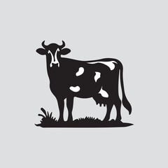 Cow silhouette vector Illustration in white Background.eps