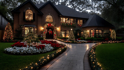 Fototapeta premium house decorated for Christmas