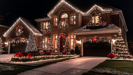 Fototapeta premium house decorated for Christmas