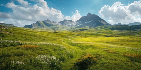 Obraz premium Breathtaking Mountain Landscape with Lush Greenery and Scenic Views