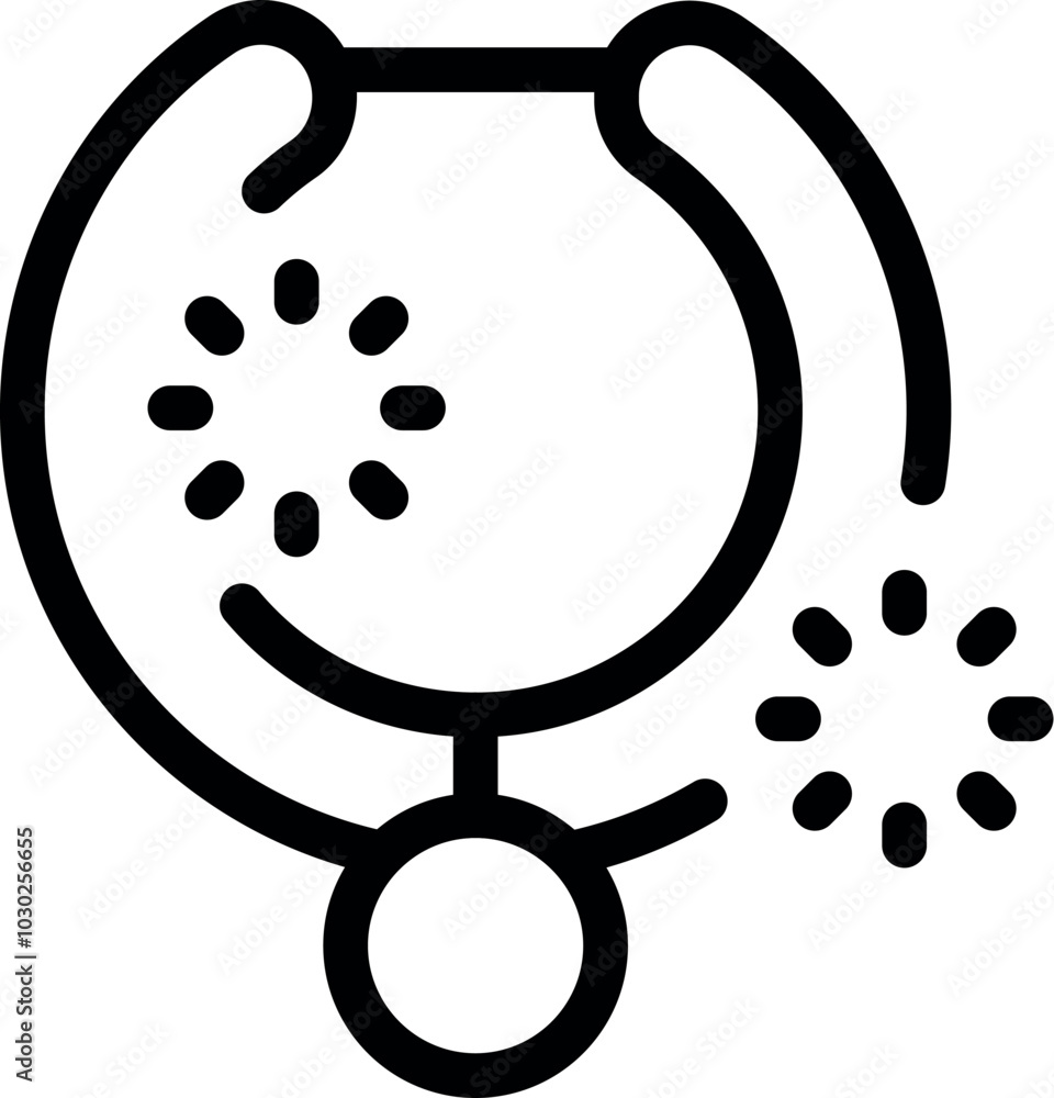 Poster this simple vector icon represents a stethoscope detecting a virus, symbolizing the connection betwe
