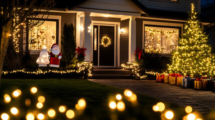 Obraz premium house decorated for Christmas