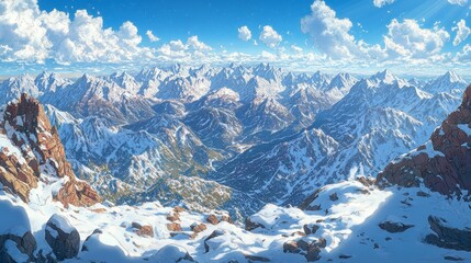 Obraz premium Frozen Majesty, Snow covered mountains