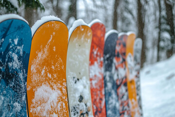 Happy friends family travelers active winter sports resort xmas vacation, Generative AI