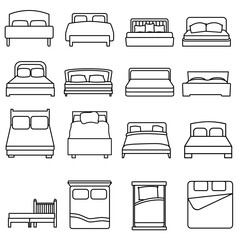 Bed icon vector set. Bedroom illustration sign collection. Sleep symbol or logo.