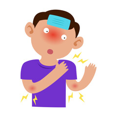 boy cold. influenza virus infection disease symptoms concept