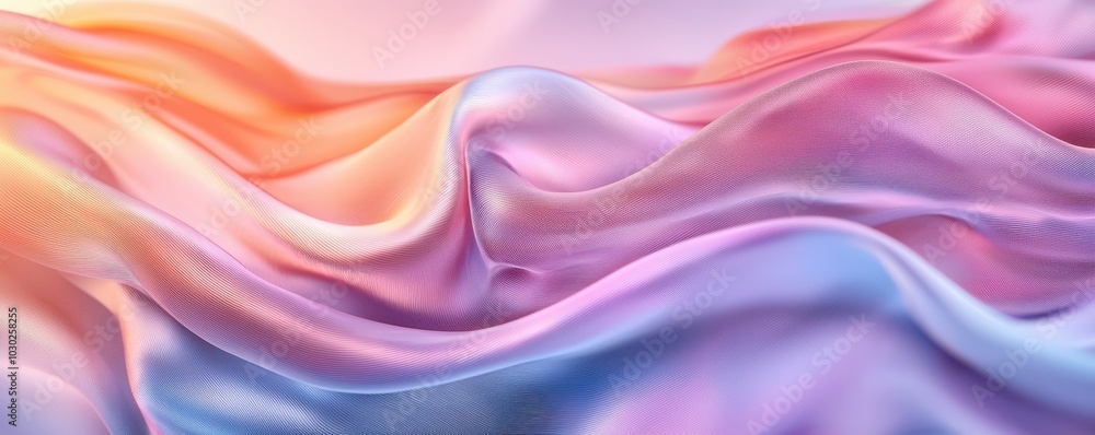 Poster soft pastel gradient fabric background with gentle waves and smooth textures creating a serene and c