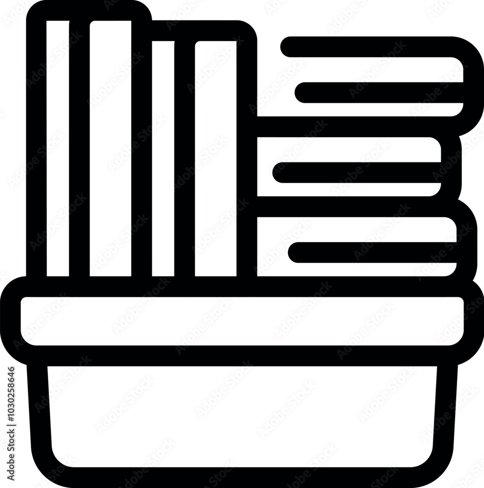 Poster line icon of an overflowing archive box full of files, emphasizing organization and storage solution