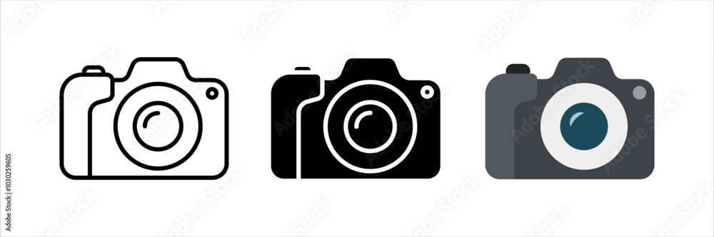 Poster camera icon set. photo camera sign. for mobile concept and web design. vector illustration on white 