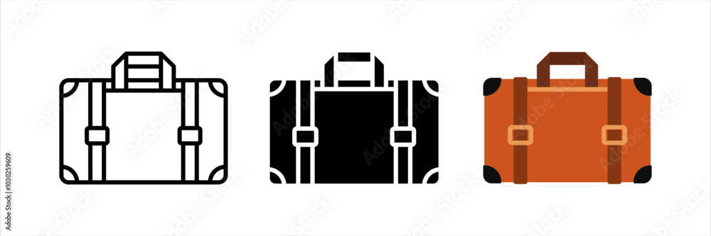 Aufkleber briefcase icon set. suitcase sign. for mobile concept and web design. vector illustration on white b