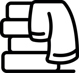 This simple black and white icon represents clean clothes being put away after being washed