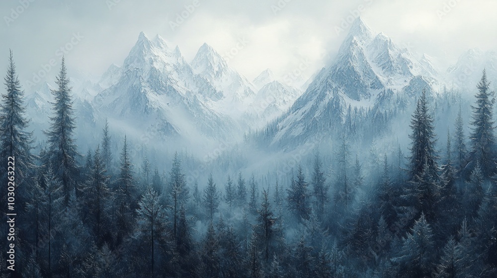 Canvas Prints Silent Peaks, Snow covered mountains