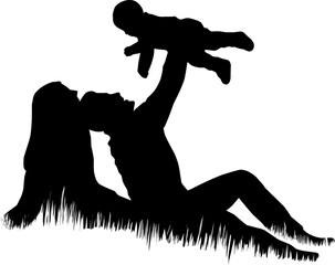 A tender silhouette depicts a parent joyfully lifting a child. The scene captures love and connection, emphasizing the beauty of family moments and the innocence of childhood.