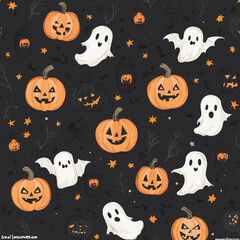 Pumpkins and Ghosts Halloween graphic elements.