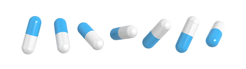 Pills. Isolated. 3d illustration.