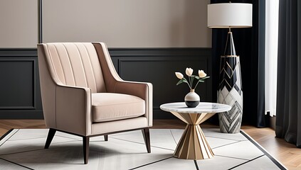 armchair near marble table features decorative art deco vase modern living room coffee table