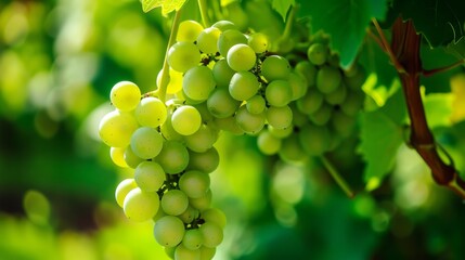 Nature's Perfection: Captivating Green Grapes and Lush Leaves in Pristine Harmony