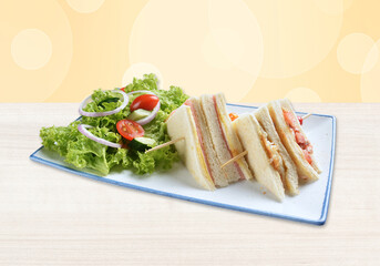 big breakfast egg sausage ham salmon toast cherry tomato vegan salad mushroom soup in white bg western banquet halal healthy food restaurant appetiser snack cafe menu set combo crop design