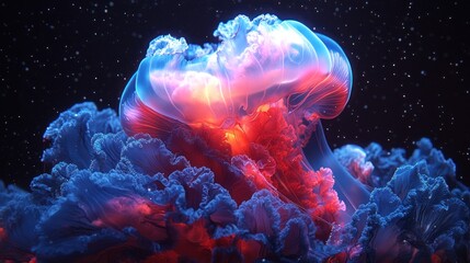 Fototapeta premium Abstract representation of colorful, luminous clouds in space.