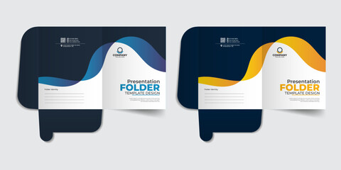 Abstract and colorful modern corporate file folder template with digital elements, Minimal business stationery item, presentation folder design template, stationery template design
