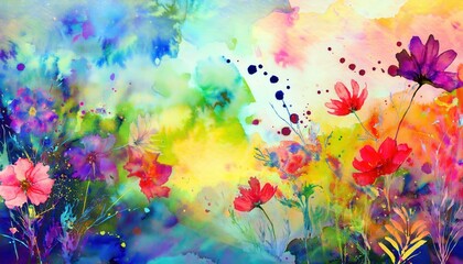 Fototapeta premium Grunge style beautiful, colorful, abstract art. Paper texture. Colorful painting. Watercolor Flowers and pastel tones. Floral Background