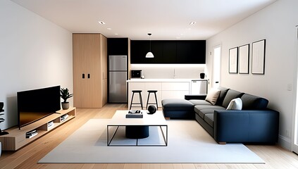 small space basic furniture surrounds main living area