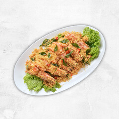 local cook live fresh catfish seafood fish chicken pork meat with spicy red dry chili curry sauce and vegetable rice asian Chinese banquet halal seafood steamboat cafe restaurant menu set combo crop