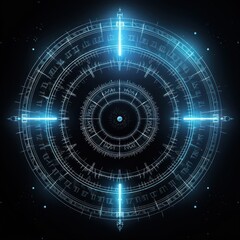 Obraz premium Glowing magic runes circle backgrounds astronomy universe.