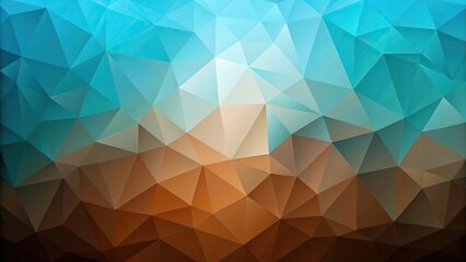 Obraz premium Low angle view of a modern abstract polygon background in brown and aqua blue colors