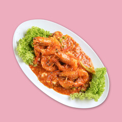 local cook live fresh catfish seafood fish chicken pork meat with spicy red dry chili curry sauce...