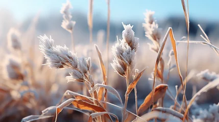 Crédence de cuisine  abstract natural background from frozen plant covered with hoarfrost or rime  © alexkich