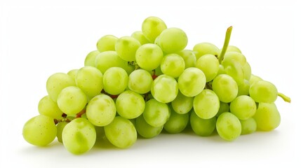 Vibrant Display: A Bunch and Single Green Grapes on a Clean White Background - Captivating Visuals i