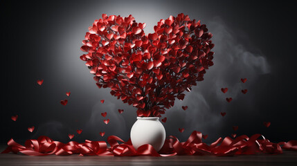 Valentine holiday background with heart shaped tree