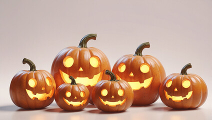 Many orange jack-o'-lanterns