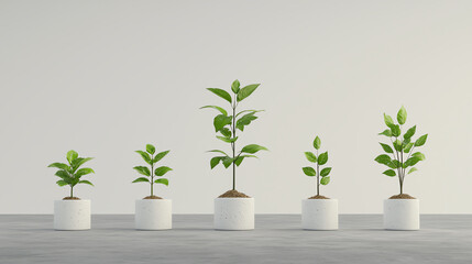 Obraz premium A timeline featuring plant growth stages, from seedling to tall tree, symbolizing leadership development