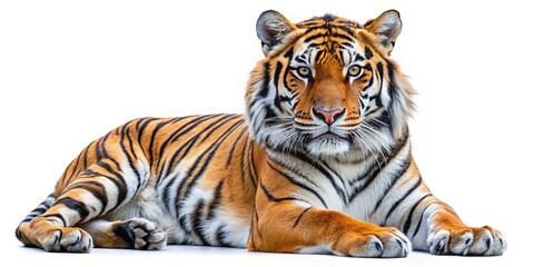 Fototapeta premium Wild tiger (Panthera tigris) isolated on white background