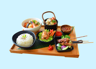 local cook live fresh catfish seafood fish chicken pork meat with spicy red dry chili curry sauce and vegetable rice asian Chinese banquet halal seafood steamboat cafe restaurant menu set combo crop