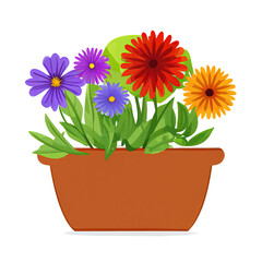 flowerpot with blooming flowers