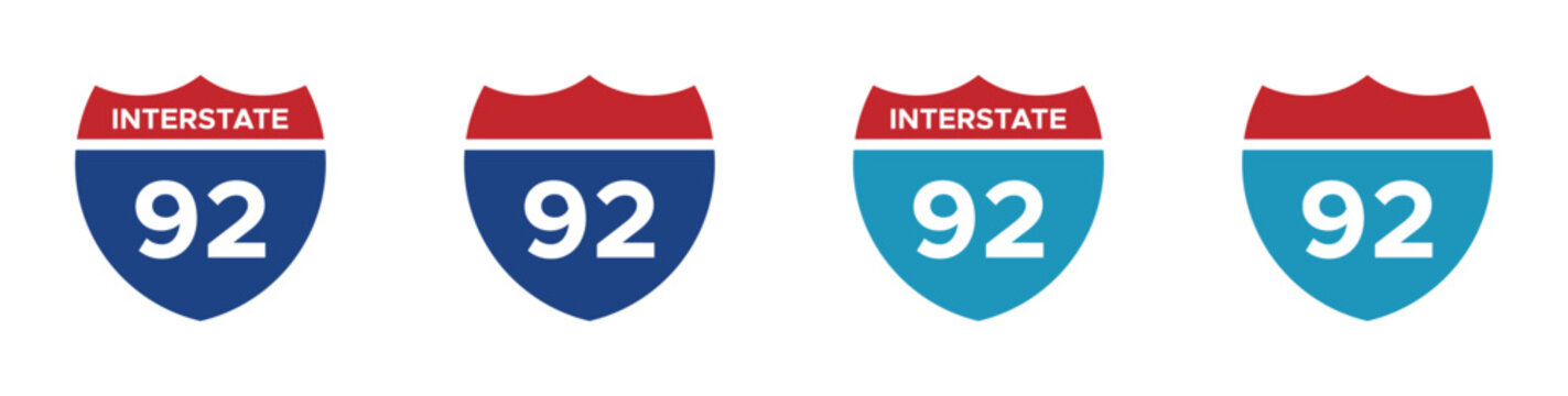 Interstate 92 highway vector signs. Interstate 92