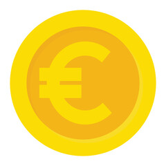Gold coin with the euro symbol on it. Flat vector icon for mobile apps, UI or web design