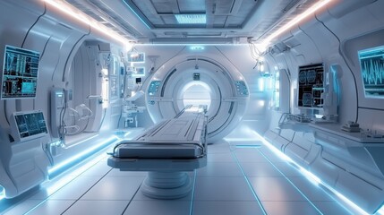 Obraz premium Future high-tech medical laboratory and treatment room.