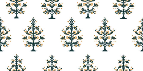 Seamless pattern with gold Christmas tree