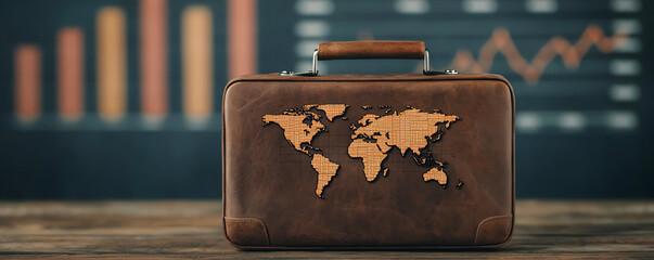 A lawyer s briefcase with a world map and financial charts, symbolizing legal expertise in global finance