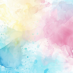 Abstract watercolor background with colorful textured paper and light pink watercolor splashes