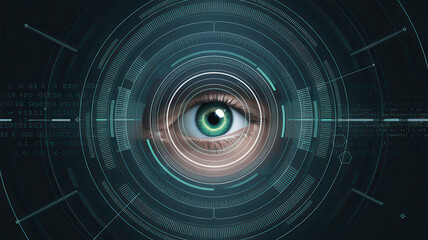 digital illustration of eye with futuristic elements and technology